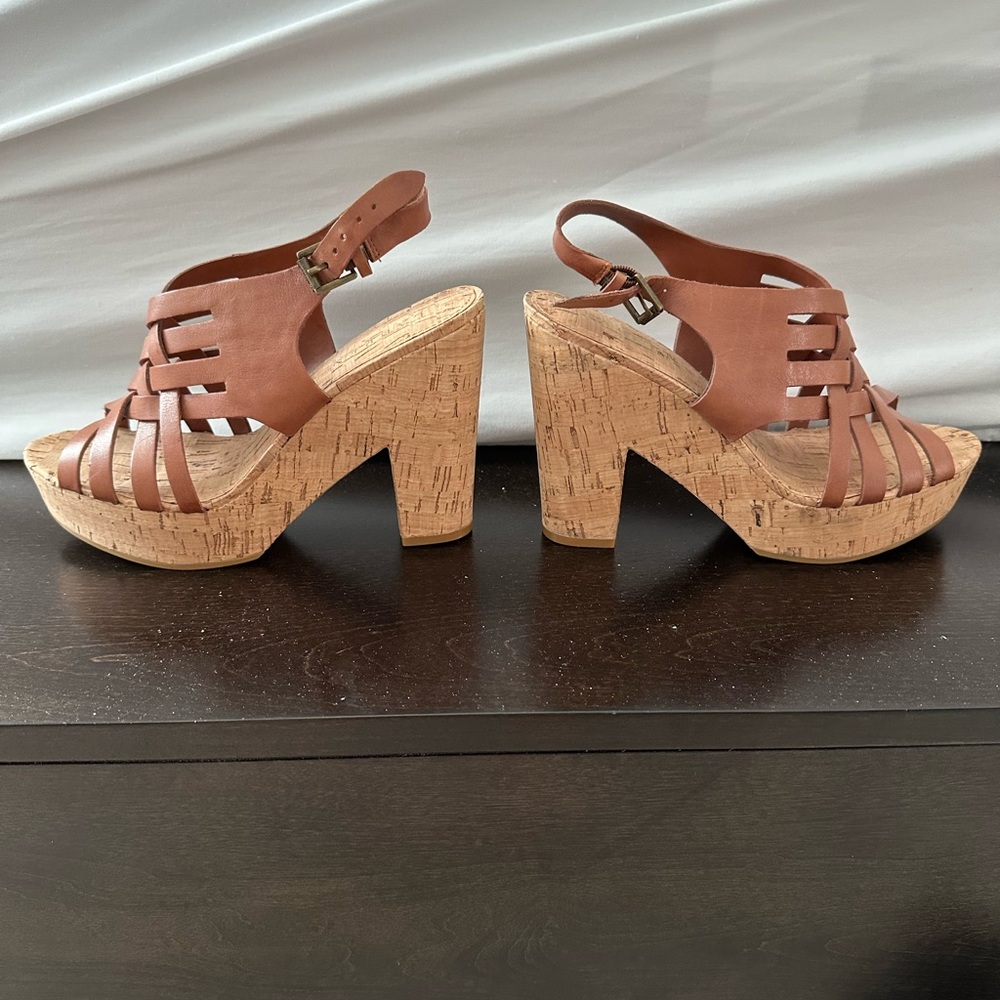 Brown Cork Wedge Heel